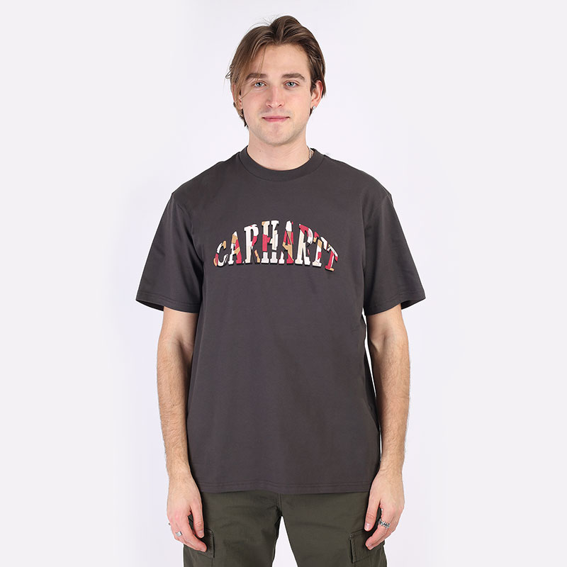 мужская коричневая футболка Carhartt WIP S/S Dome Script T-Shirt I029981-stormcloud - цена, описание, фото 3